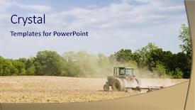  Presentation with limited work ability - Slides enhanced with plowing tractor - spring field preparation work tilling background and a lemonade colored foreground