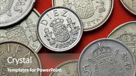  Presentation with spain - PPT theme featuring plta - coins of spain coat background and a gray colored foreground