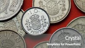  Presentation with spain - Slides with plta - coins of spain coat background and a gray colored foreground