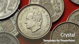  Presentation with king - Audience pleasing PPT layouts consisting of plta - coins of spain king juan backdrop and a violet colored foreground