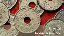  Presentation with university - Slide deck enhanced with plta - coins of spain onate university background and a coral colored foreground