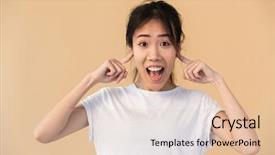  Presentation with social emotional learning - Colorful slide set enhanced with plug - portrait of emotional asian woman backdrop and a lemonade colored foreground