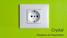  Presentation with green plug - Cool new presentation theme with plug electric - eco power green consumption backdrop and a gold colored foreground