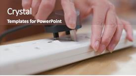  Presentation with power plug - PPT theme enhanced with plug in the power cord background and a tawny brown colored foreground