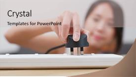  Presentation with power plug - Beautiful slides featuring plug in the power cord backdrop and a soft green colored foreground