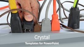  Presentation with power plug - Presentation theme enhanced with plug into a crowded power background and a gray colored foreground