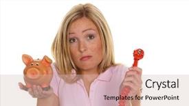  Presentation with piggy bank - PPT theme having plug symbolic photo for energy background and a soft green colored foreground