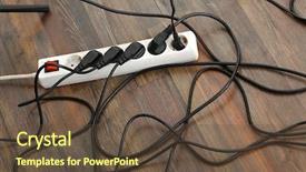  Presentation with electric devices - Cool new presentation theme with plugged in electric devices backdrop and a tawny brown colored foreground