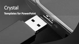  Presentation with computer memory - Audience pleasing presentation design consisting of plugging removable flash disk memory backdrop and a dark gray colored foreground