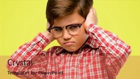  Presentation with yellow music - Beautiful PPT layouts featuring plugs ears to avoid hearing backdrop and a  colored foreground