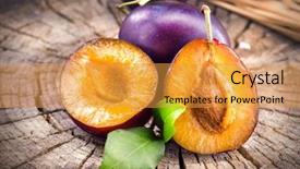  Presentation with organic - Colorful PPT theme enhanced with plum healthy juicy ripe organic backdrop and a gold colored foreground