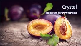  Presentation with organic - Beautiful theme featuring plum healthy juicy ripe organic backdrop and a wine colored foreground