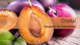  Presentation with organic - Slide deck enhanced with plum healthy juicy ripe organic background and a yellow colored foreground