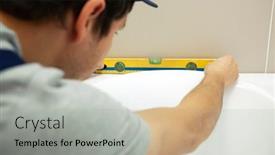  Presentation with height - Amazing presentation design having plumber-adjusts-the-height backdrop and a light gray colored foreground