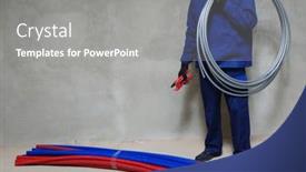  Presentation with systems - Slide set having plumber-and-plastic-pipes background and a gray colored foreground