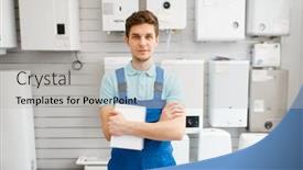  Presentation with book store retail - Amazing PPT layouts having plumber-at-showcase-with-boilers backdrop and a light gray colored foreground