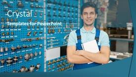  Presentation with pipe - Amazing slides having plumber-at-showcase-with-valves backdrop and a ocean colored foreground