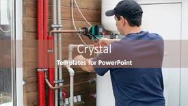  Presentation with circulation - Presentation design with plumber-at-work-installing background and a coral colored foreground