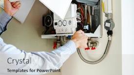 Presentation with boiler - Beautiful PPT theme featuring plumber-attaches-trying-to-fix backdrop and a soft green colored foreground