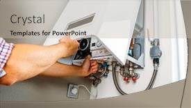  Presentation with plumber - Slides having plumber-attaches-trying-to-fix background and a light gray colored foreground