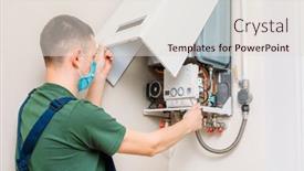  Presentation with plumber - Cool new slide set with plumber-attaches-trying-to-fix backdrop and a lemonade colored foreground