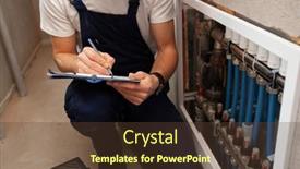  Presentation with plumber - PPT layouts having plumber-calculates-the-amount background and a tawny brown colored foreground