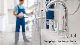  Presentation with convenient store - Beautiful slides featuring plumber-choosing-faucet-in-plumbering backdrop and a light gray colored foreground
