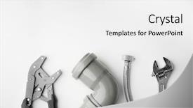  Presentation with plumber - PPT theme with plumber equipment on light background background and a white colored foreground