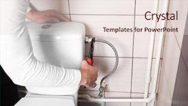  Presentation with plumber - Slide deck featuring plumber fixing water hose background and a lemonade colored foreground