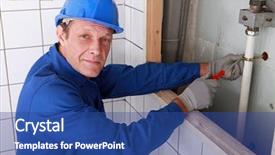  Presentation with plumber - Presentation with plumber fixing water supply background and a ocean colored foreground