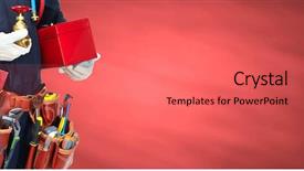  Presentation with plumber - Theme consisting of plumber hands with tools background and a coral colored foreground