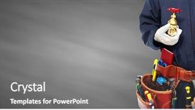  Presentation with plumber - Slides having plumber hands with tools background and a gray colored foreground