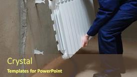  Presentation with plumber - Presentation theme enhanced with plumber-in-a-blue-jumpsuit background and a tawny brown colored foreground