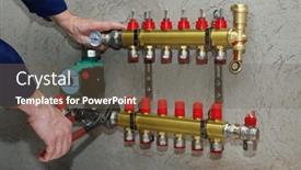  Presentation with pipes - Slides featuring plumber-installing-collector-and-plastic background and a tawny brown colored foreground