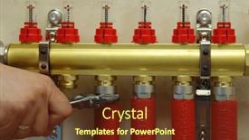  Presentation with pipes - PPT layouts featuring plumber-installing-collector-and-plastic background and a tawny brown colored foreground