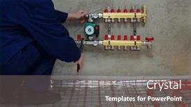  Presentation with pipes - Theme enhanced with plumber-installing-collector-and-plastic background and a gray colored foreground