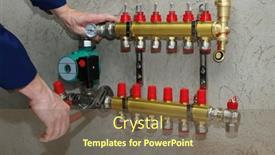  Presentation with pipes - PPT theme featuring plumber-installing-collector-and-plastic background and a violet colored foreground