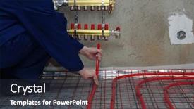  Presentation with pipes - Presentation design enhanced with plumber-installing-collector-and-plastic background and a tawny brown colored foreground