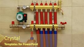  Presentation with pipes - Presentation consisting of plumber-installing-collector-and-plastic background and a tawny brown colored foreground
