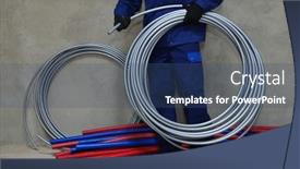  Presentation with water pipes - Slide deck with plumber-installing-plastic-pipes-doing background and a ocean colored foreground