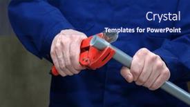  Presentation with water pipes - Presentation consisting of plumber-installing-plastic-pipes-doing background and a navy blue colored foreground