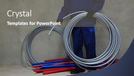  Presentation with systems - PPT theme featuring plumber-installing-plastic-pipes-doing background and a gray colored foreground