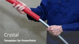  Presentation with water pipes - Presentation theme consisting of plumber-installing-plastic-pipes-doing background and a gray colored foreground