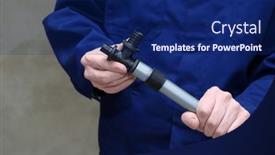  Presentation with systems - Theme having plumber-installing-plastic-pipes-doing background and a navy blue colored foreground