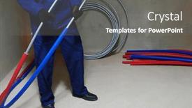  Presentation with water pipes - Slides consisting of plumber-installing-plastic-pipes-doing background and a gray colored foreground