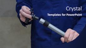  Presentation with water pipes - Slide set having plumber-installing-plastic-pipes-doing background and a navy blue colored foreground