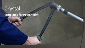  Presentation with water pipes - PPT layouts enhanced with plumber-installing-plastic-pipes-doing background and a gray colored foreground