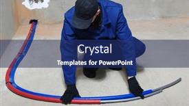  Presentation with systems - Presentation having plumber-installing-plastic-pipes-doing background and a navy blue colored foreground