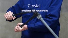  Presentation with water pipes - Slide set enhanced with plumber-installing-plastic-pipes-doing background and a navy blue colored foreground