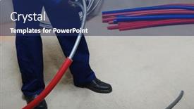  Presentation with water pipes - PPT layouts with plumber-installing-plastic-pipes-doing background and a navy blue colored foreground